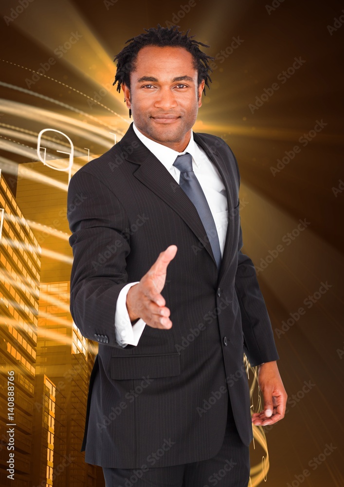 Portrait of a businessman offering hand for handshake