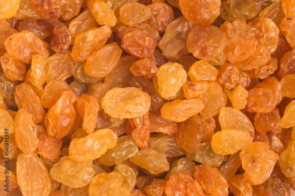 Raisins. Dried Grapes background