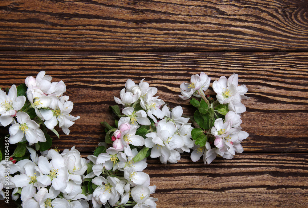  Spring flowers on wood