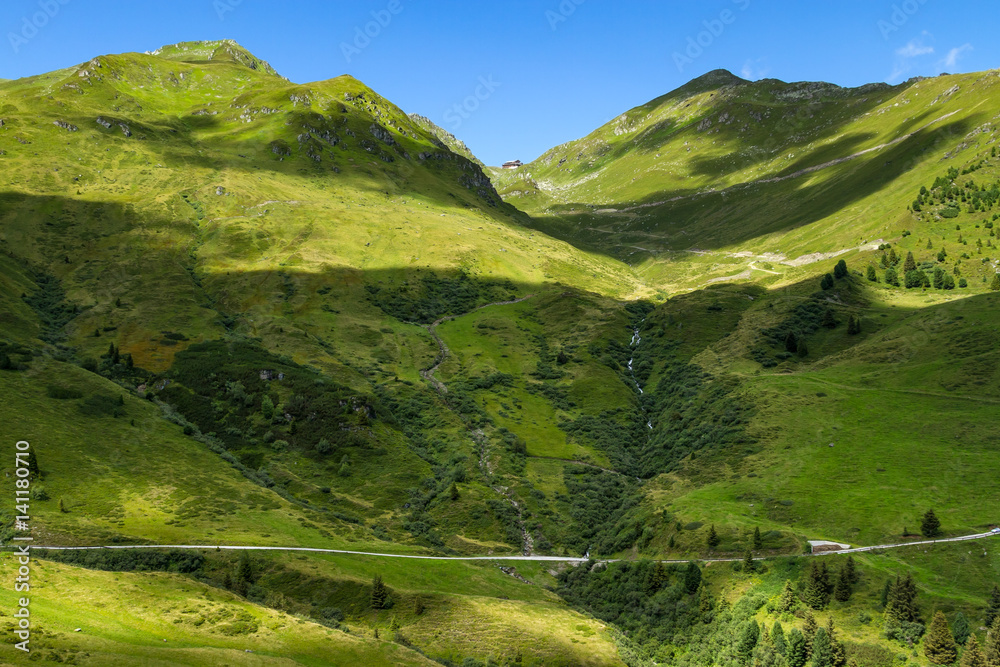 Amazing mountain view in the austrian alps. Zillertal High Road. Austria, Tirol, Zillertaler Hoehens