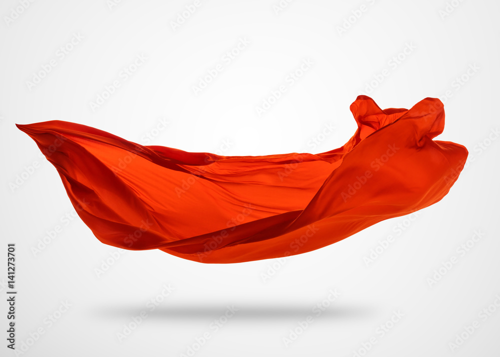 Smooth elegant red cloth on gray background