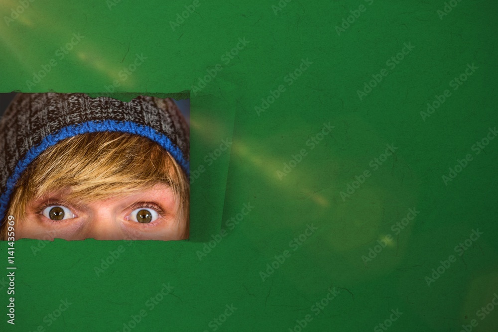 Composite image of close up of half face of hipster man 3d