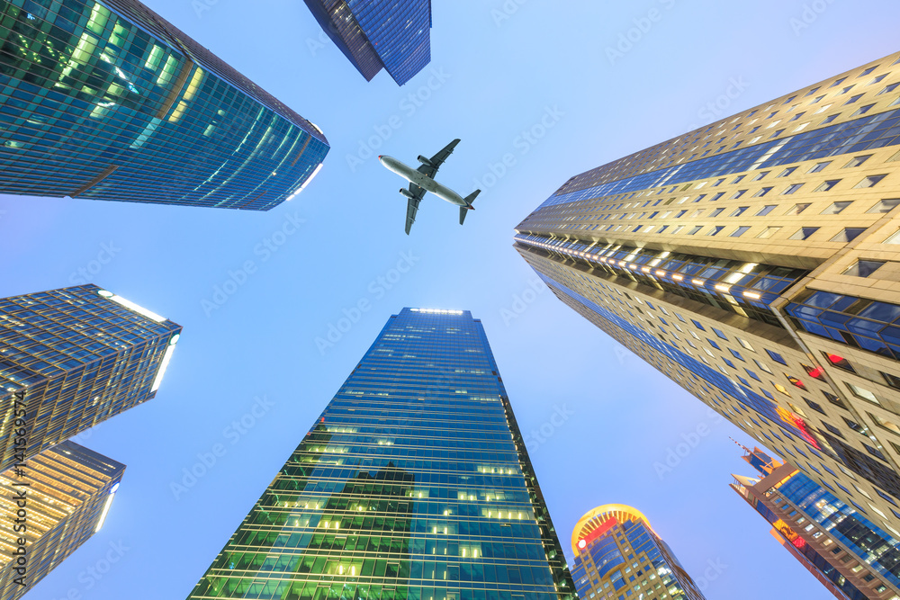 Business district with modern skyscrapers in shanghai