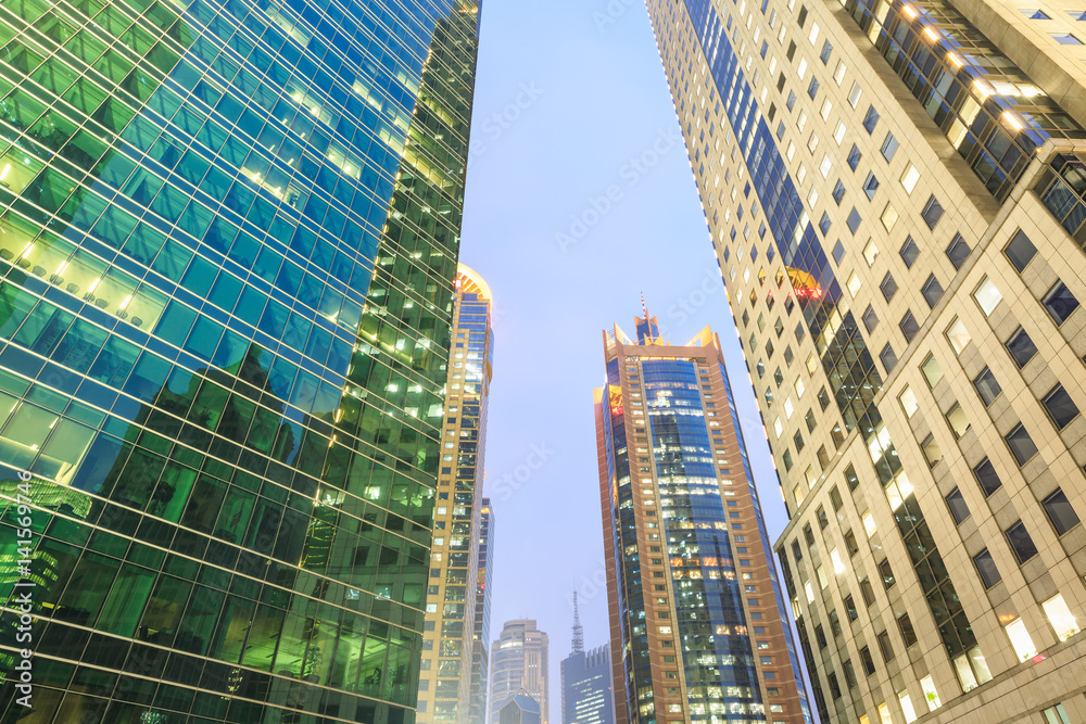 Business district with modern skyscrapers in shanghai