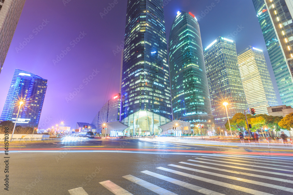 Business district with modern skyscrapers in shanghai