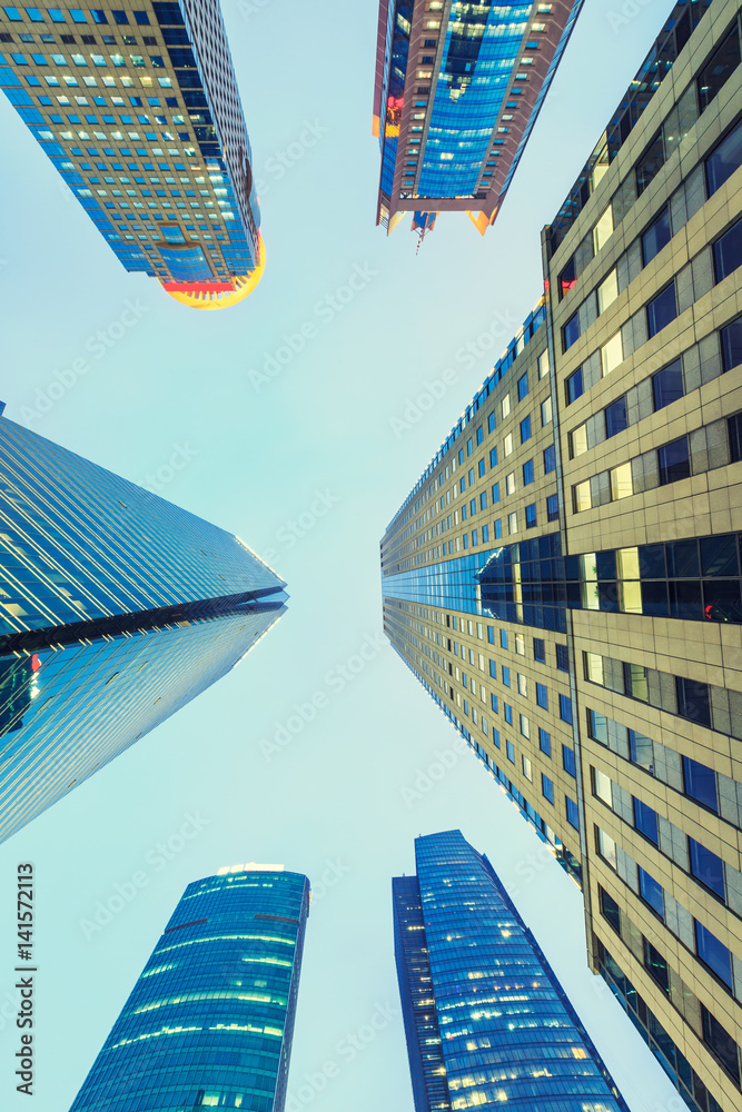 Business district with modern skyscrapers in shanghai