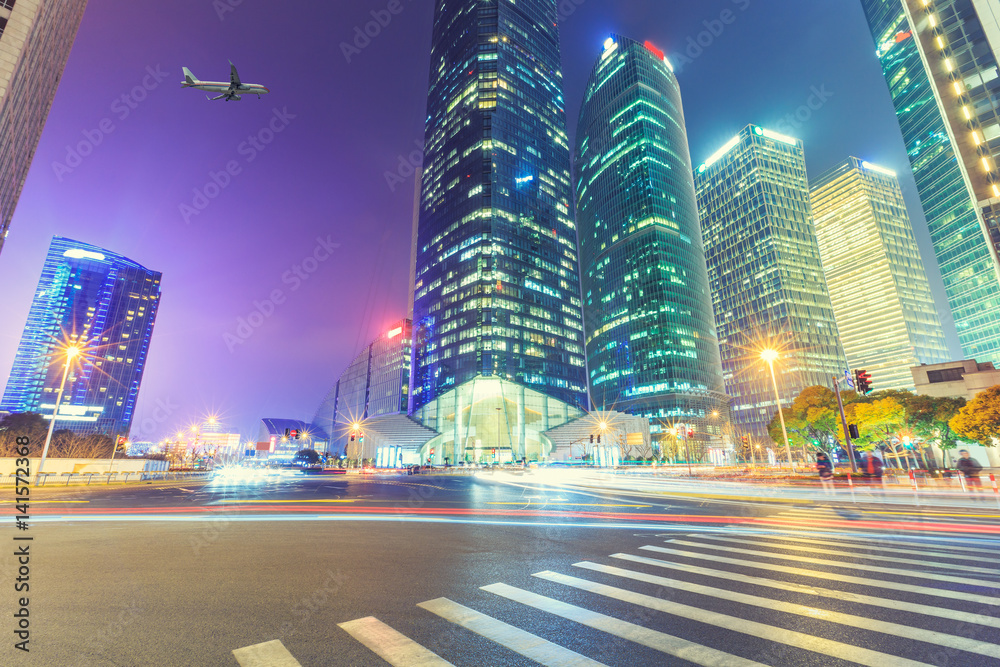 Business district with modern skyscrapers in shanghai