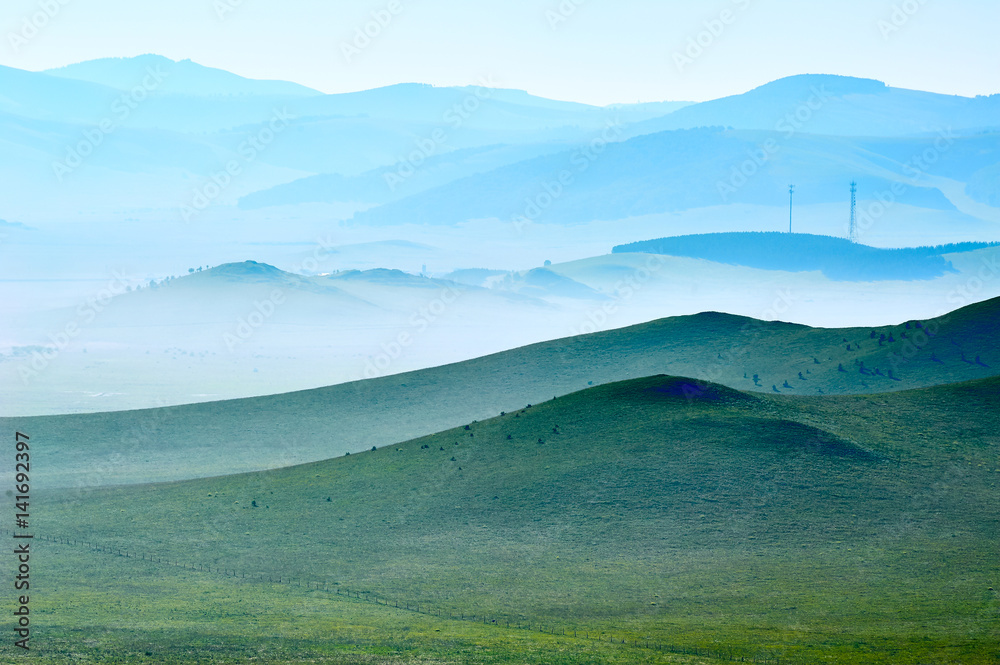 Summer prairrie landscape.