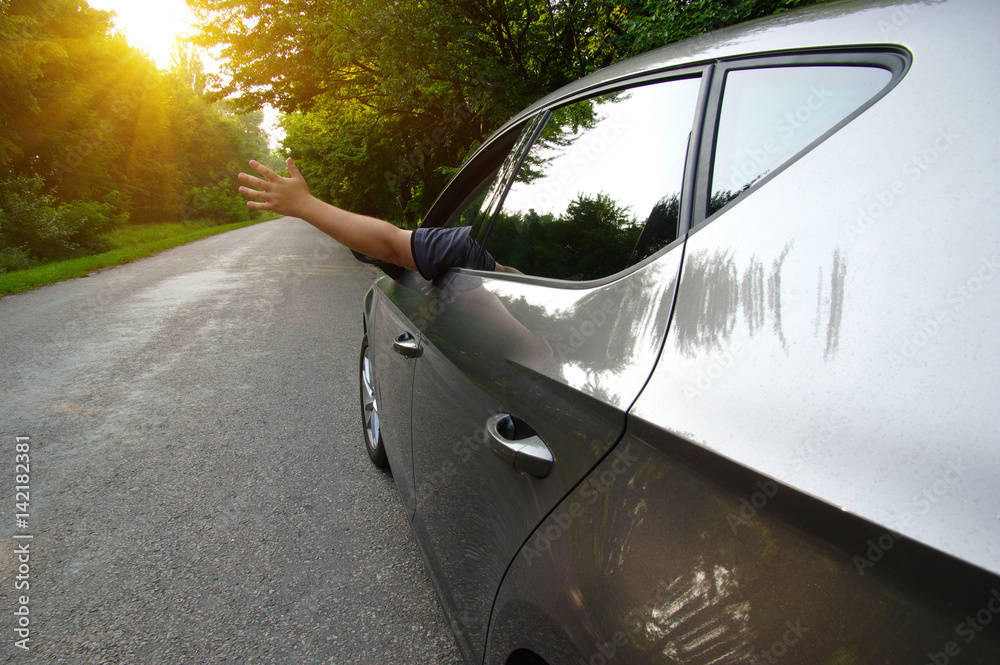 Car on asphalt road