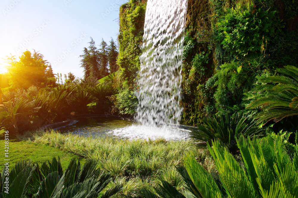 Waterfall on a sun