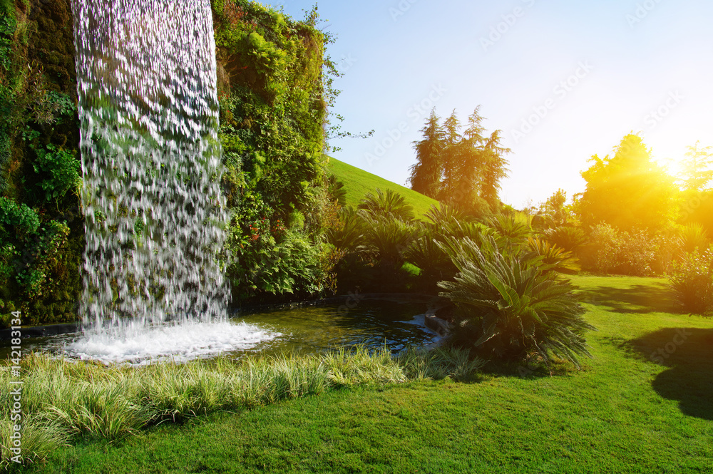 Waterfall on a sun