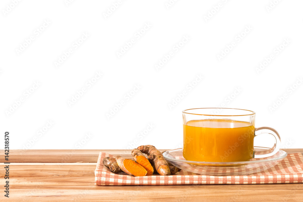 a cup of Turmeric Tea , Benefits for reduce Inflammation , Liver Detox and Cleanser healthy herb dri