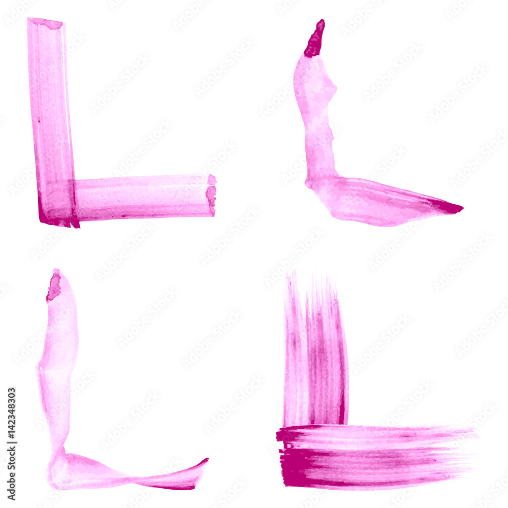 Vector set of paint strokes forming frame angle