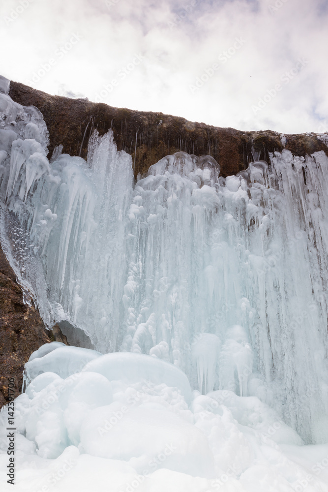 Urlatoarea waterfall on Ciucas mountains. winter view, Brasov. Romania