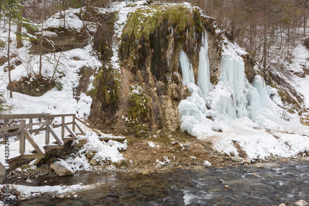 winter mountain landscape in beautiful wild county of Brasov