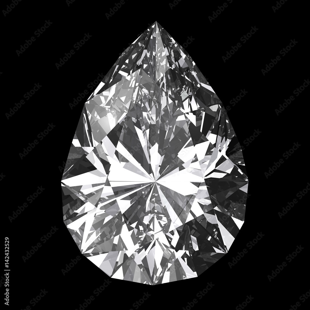 Diamond pear isolated on black background, 3d 