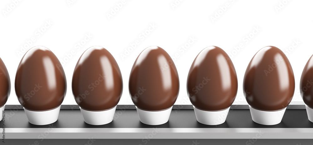 Uova di Pasqua di cioccolato su sfondo bianco