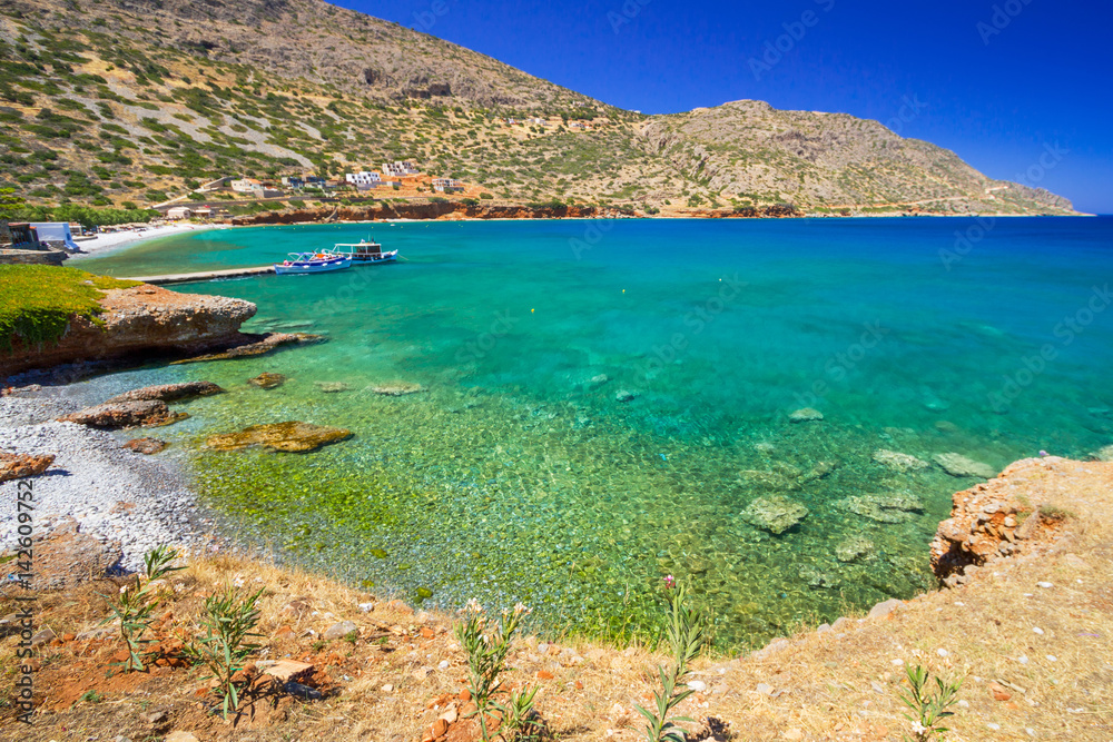 Turquise water of Mirabello bay on Crete, Greece