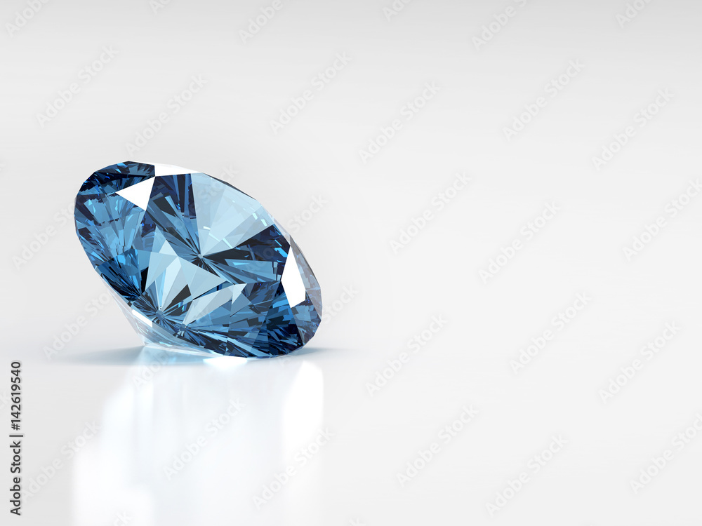 3d blue diamond isolated on white background.  