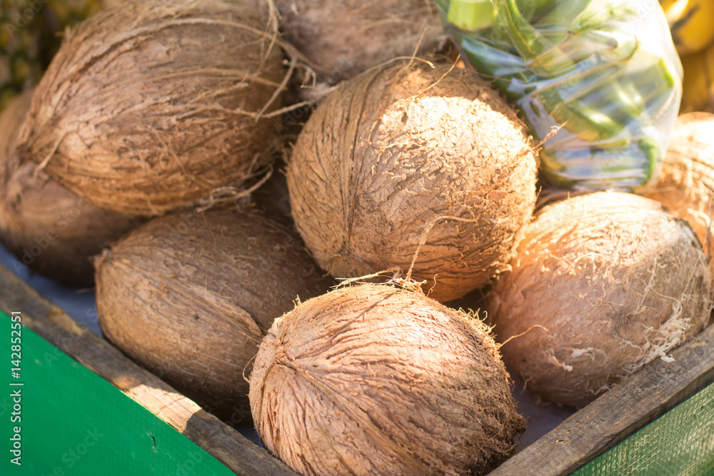 Dry Coconut on a Street Market