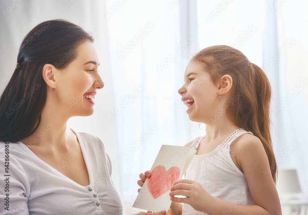 daughter congratulates mom