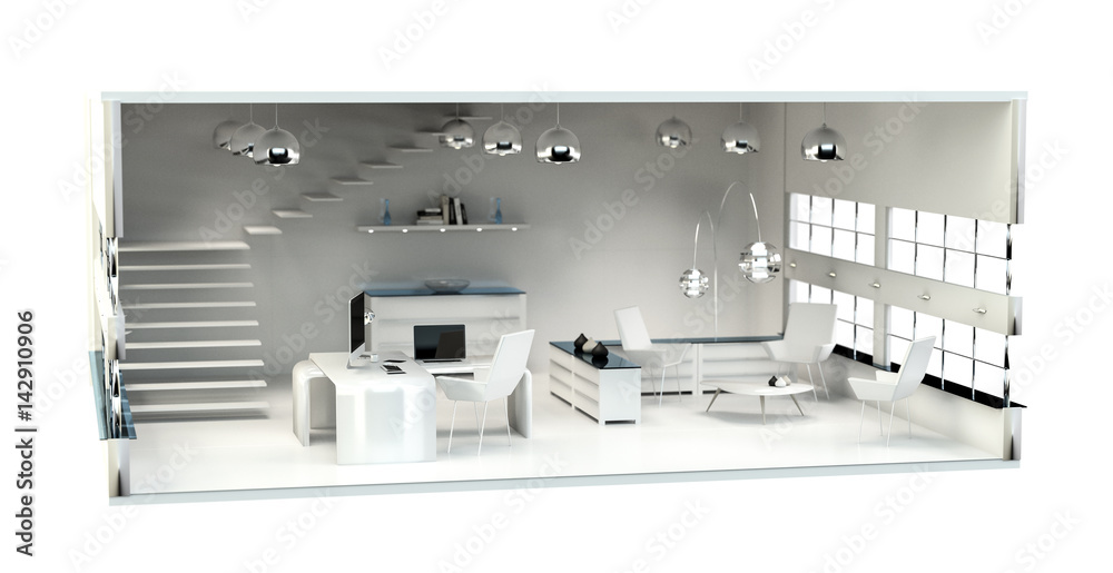 3D rendering office plan