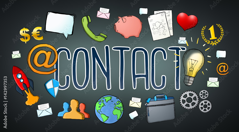 Manuscript e-mail contact text with icons