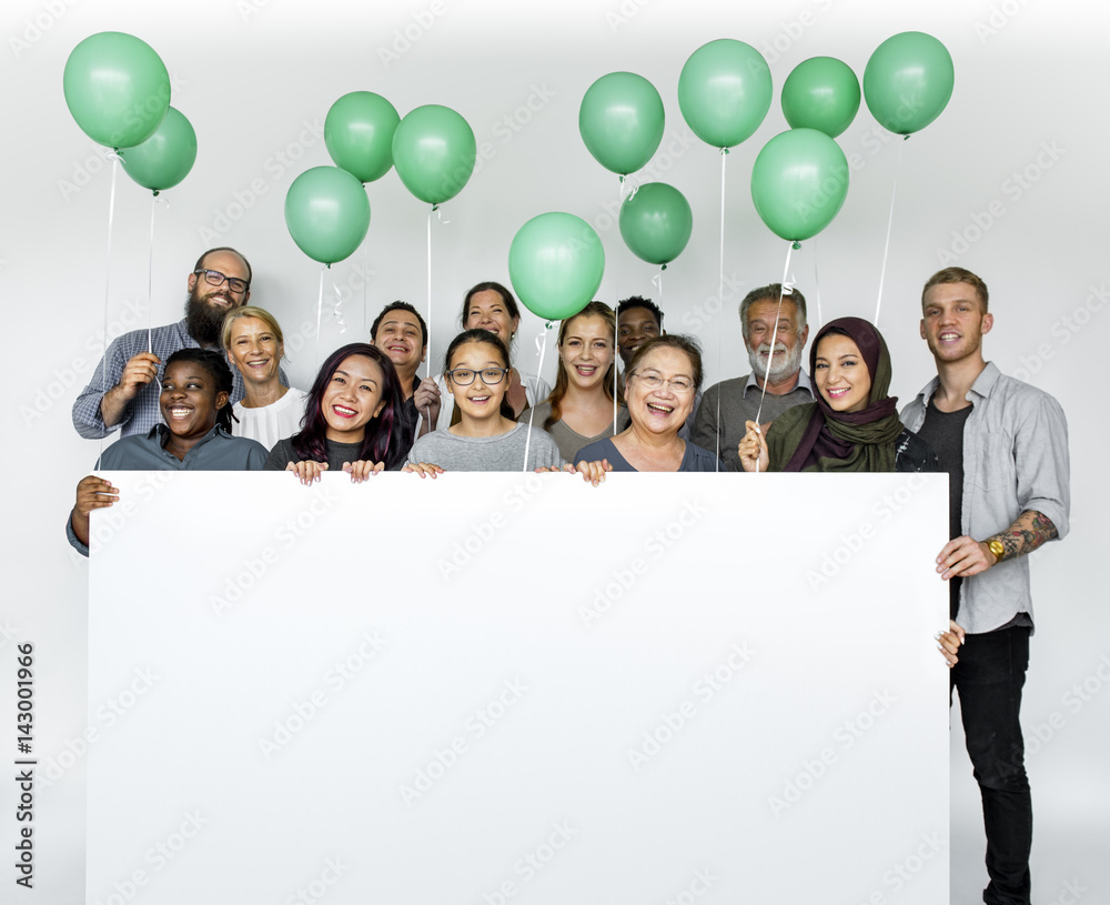 Group of Diverse People Holding Blank Board