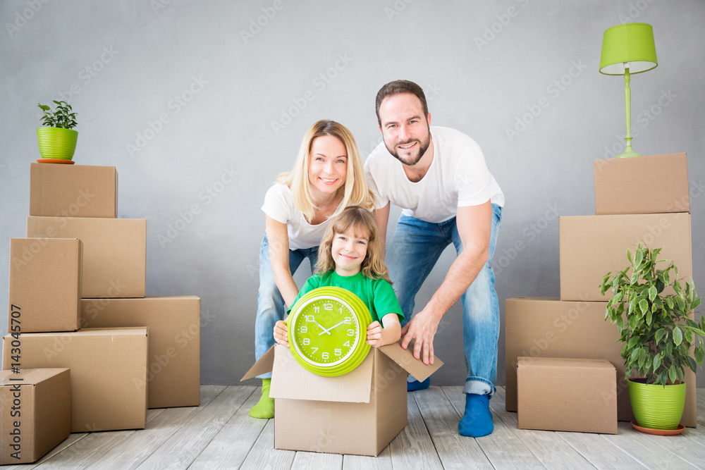 Family New Home Moving Day House Concept