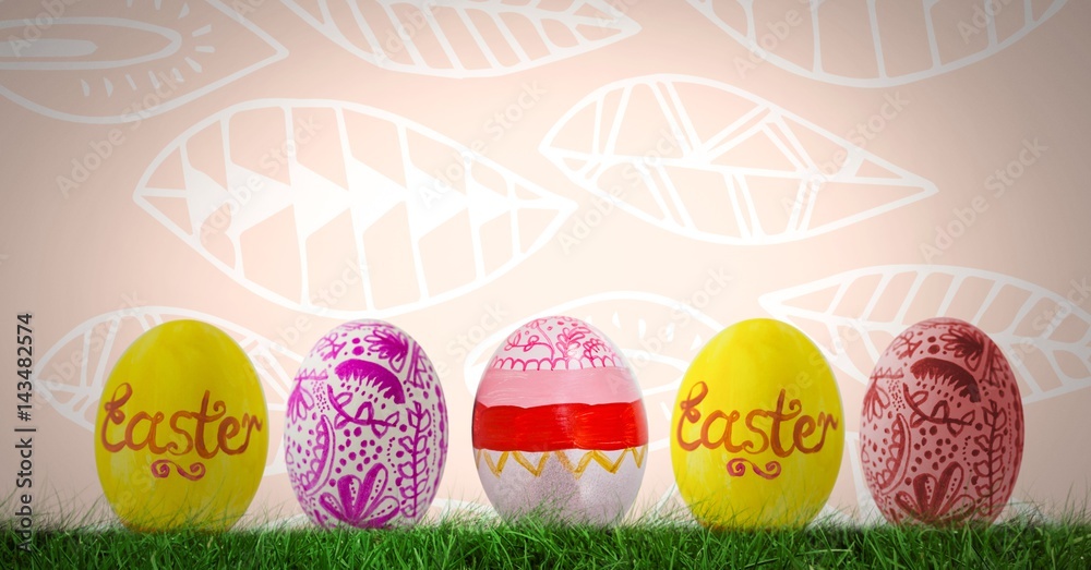 Easter eggs in front of pattern