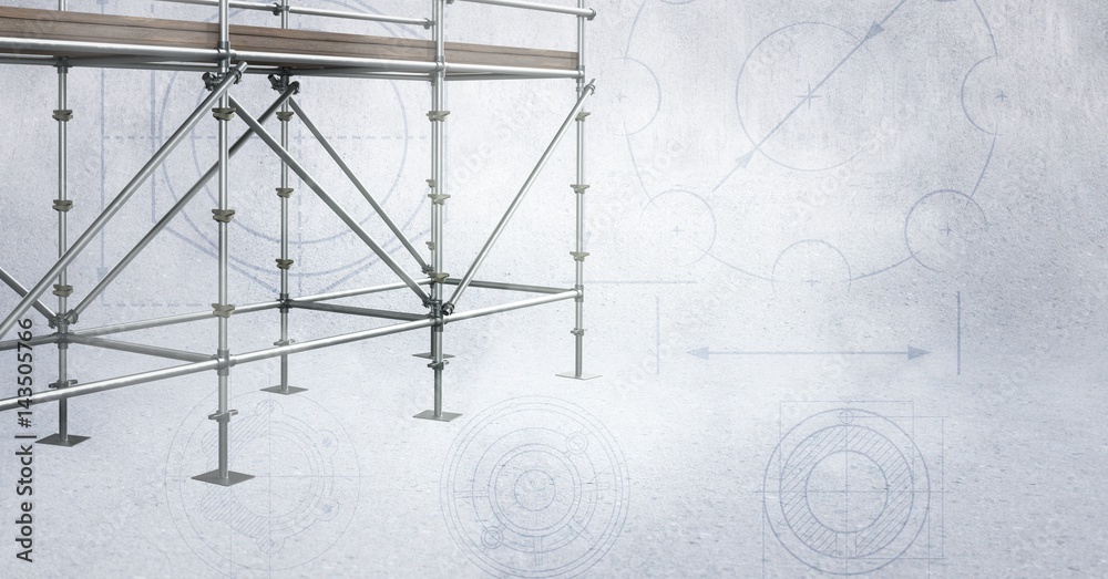 3D scaffolding on soft grey background