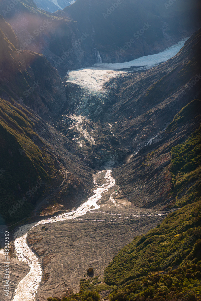 Aerial view of Fox glaciers Southern island, New Zealand