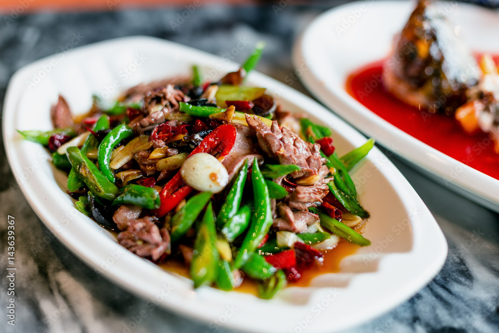 delicious chinese food on table