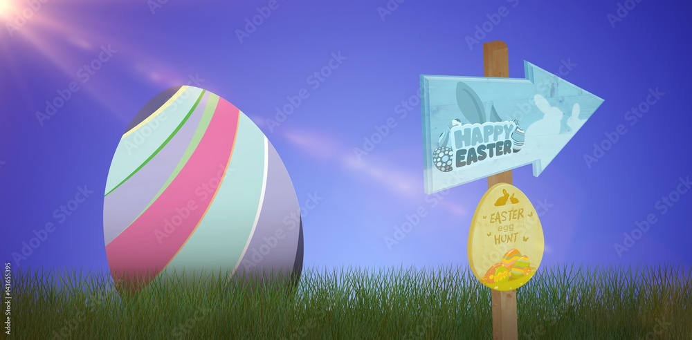 Composite image of easter egg hunt sign