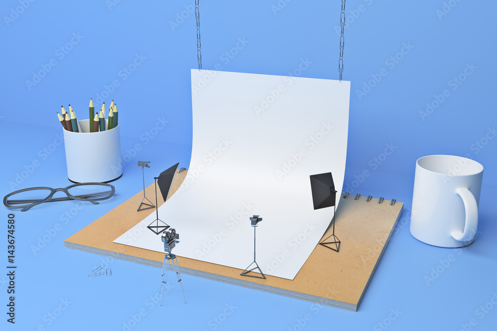 Blue supplies photo studio