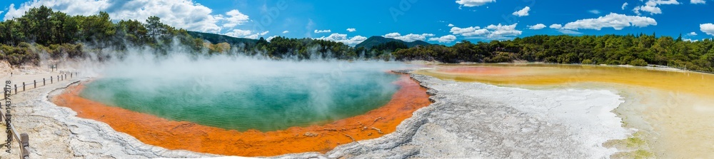 Water boiling in Champagne Pool - Wai-O-Tapu, New Zealand