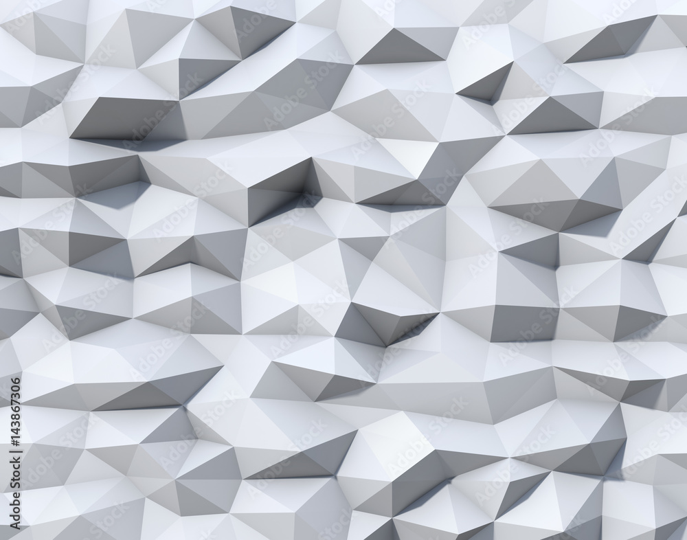 Abstract white background with triangulate polygon pattern. 3D rendering image.