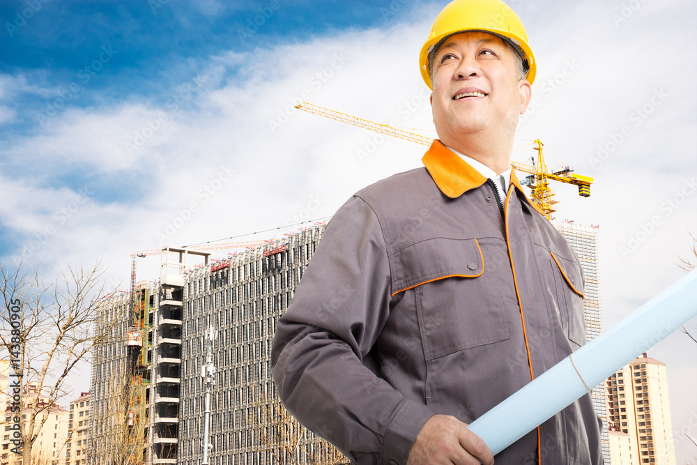 man technician with construction site