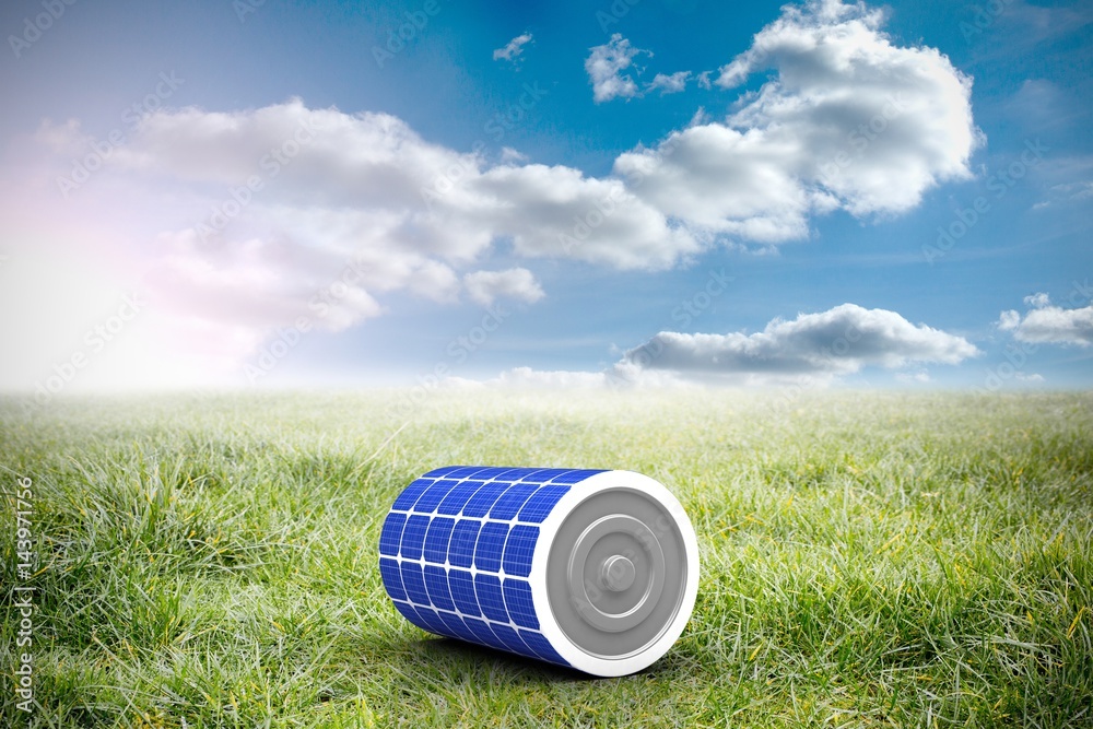 Composite image of 3d illustration of blue solar battery