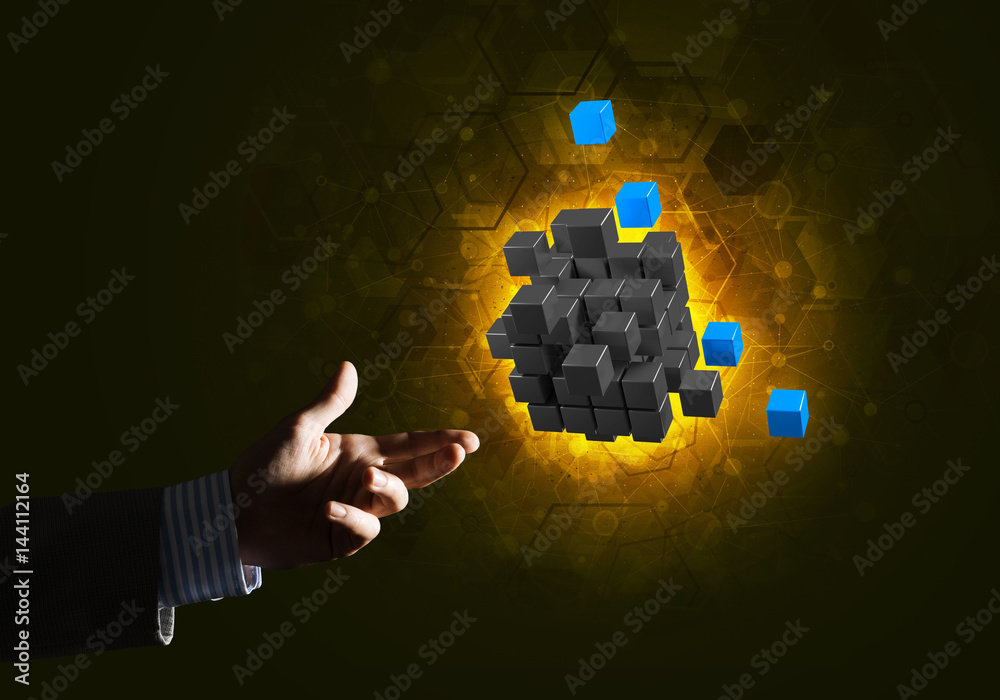 Idea of new technologies and integration presented by cube figure