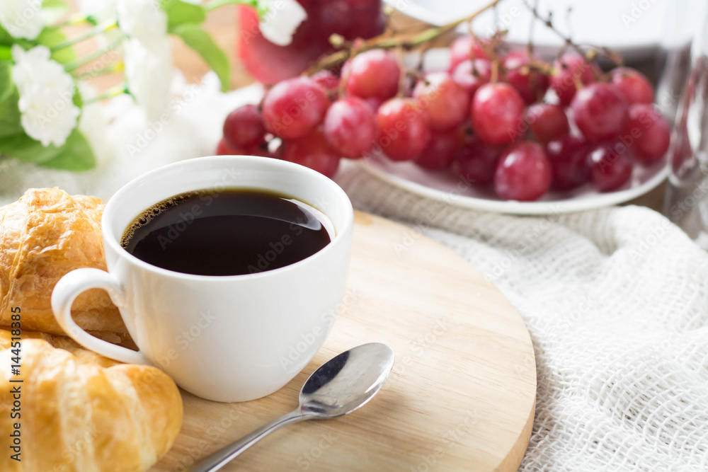 breakfast with coffee and bread