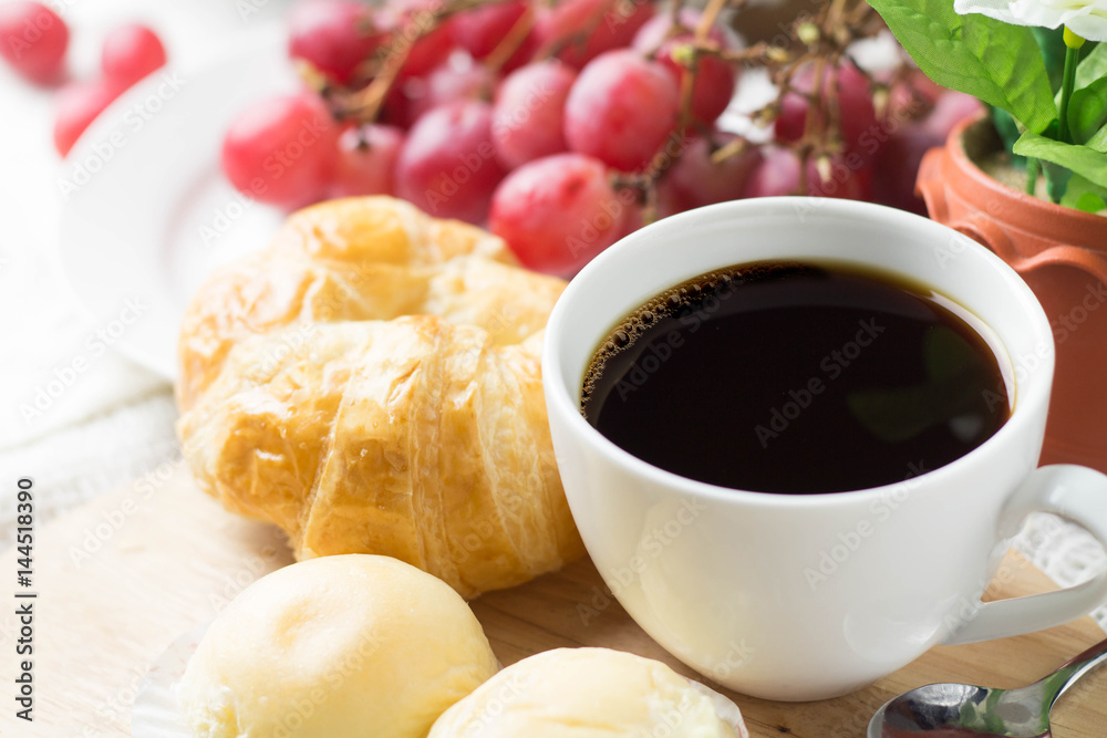 breakfast with coffee and bread