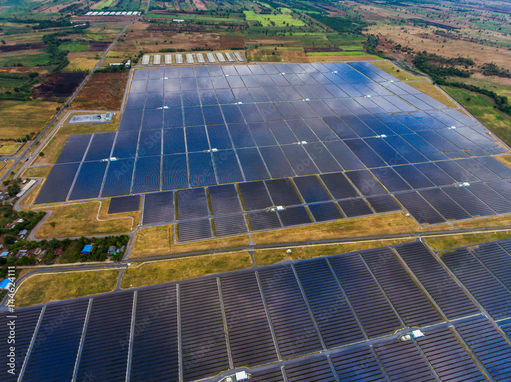 Aerial View Solar Farm , Solar Panels