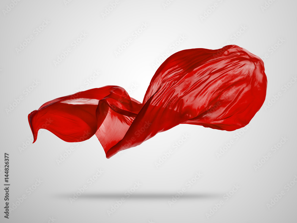 Smooth elegant red cloth on grey background