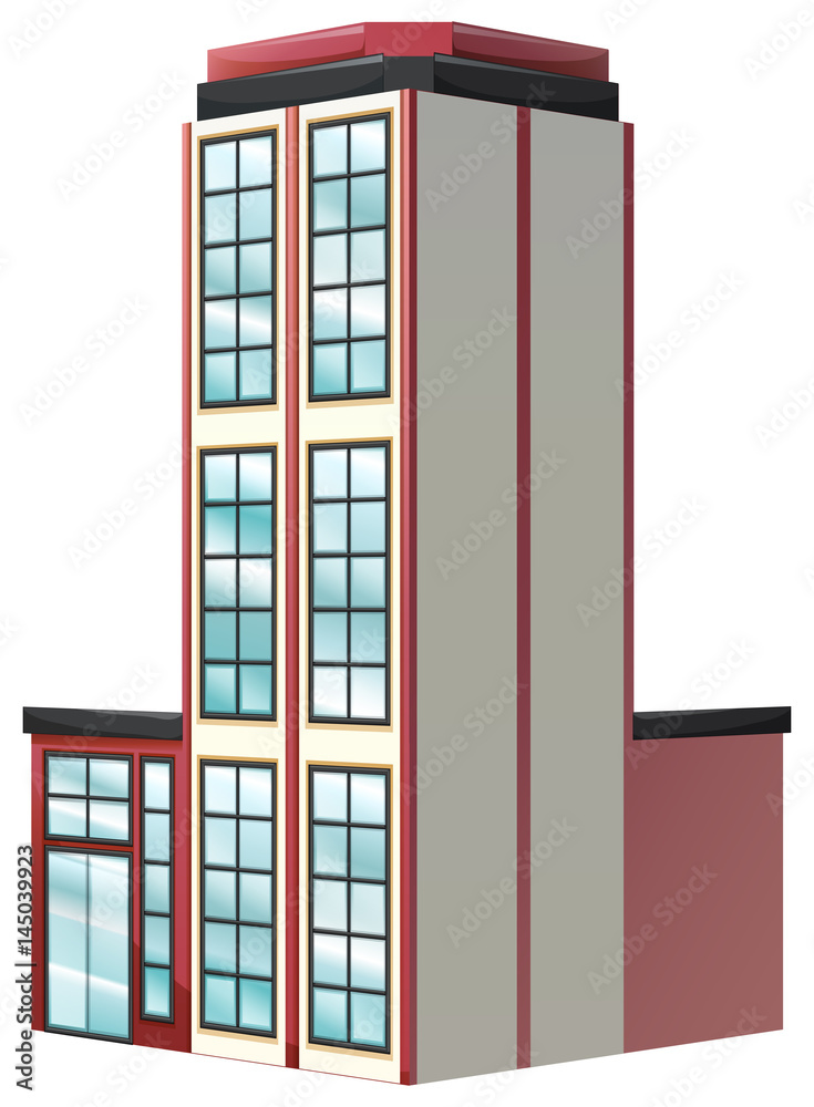 Architecture design for apartment building in red