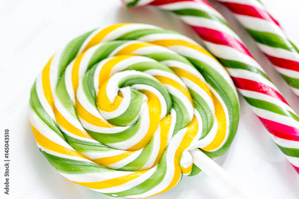 sweets and sugar candies on white background pattern