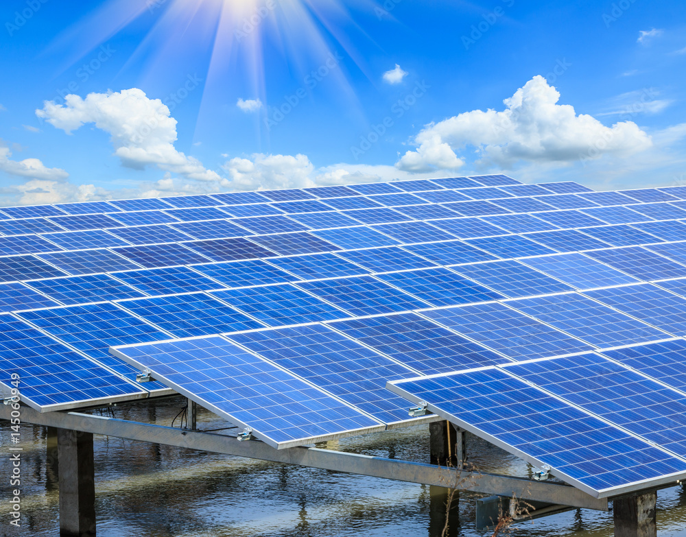 solar panels under blue sky