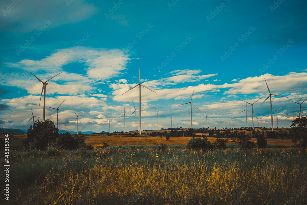 Wind Turbine Farm, Wind Energy Concept.