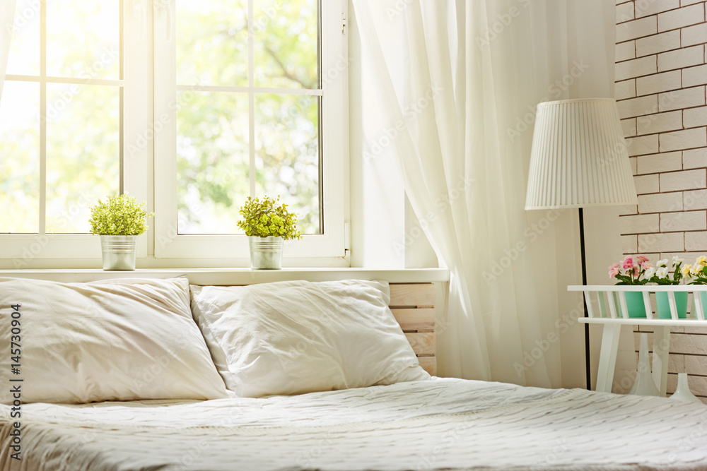 Bedroom in soft light colors