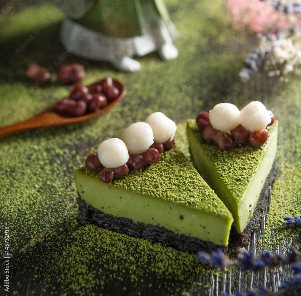 matcha red beans sweet dumpling (japanese dessert)